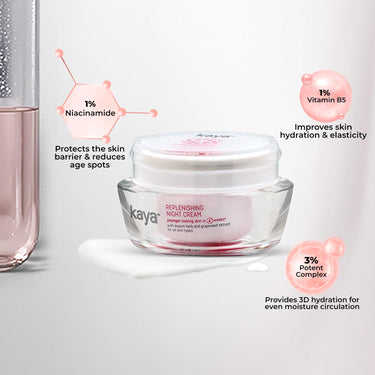 Kaya Clinic Replenishing Night Cream, 50g Anti-Ageing Night Cream, Reduce Signs of Ageing, Fine Lines & Wrinkles with Niacinamide for Bright & Glowing Skin for All Skin Types